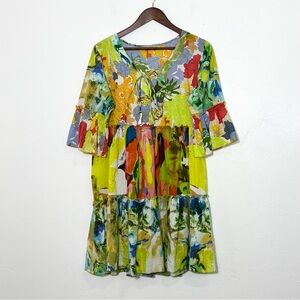 Dress Addict Dress 100% Cotton Boho Tiered Colorful Sundress Sz S